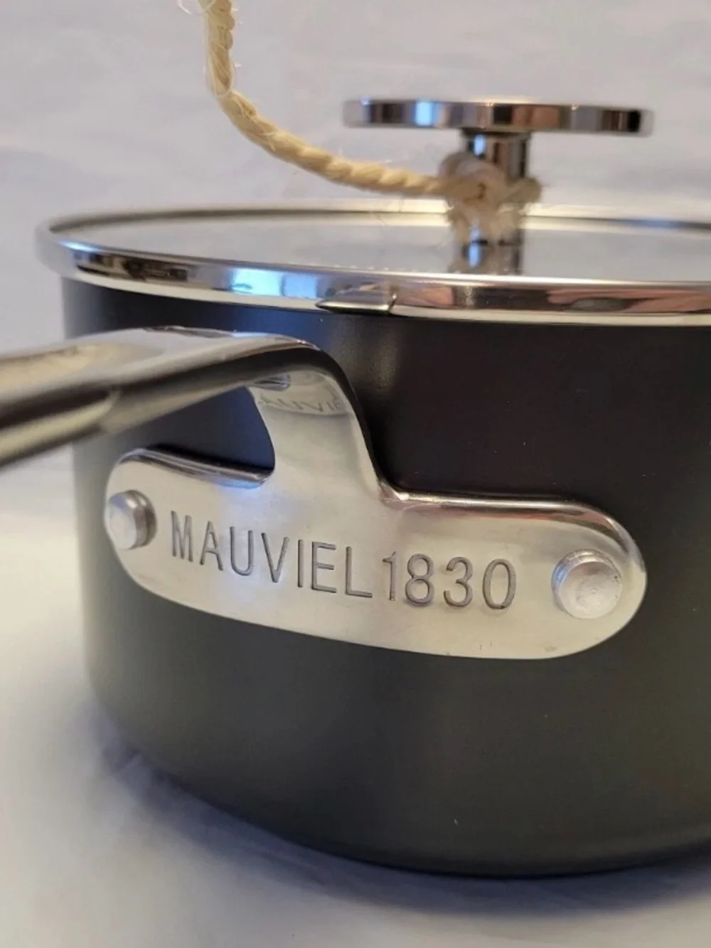 Mauviel M'STONE 1830 Sauce Pan W/ Glass Lid Cast Stainless Steel Handle 1.8-Qt